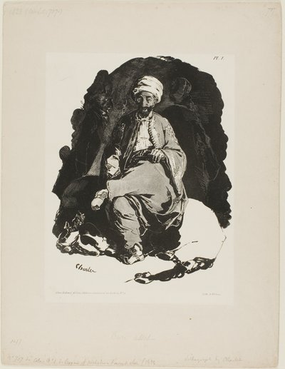 Sitzender Türke, Platte eins aus Tuschskizzen von Charlet von Nicolas Toussaint Charlet