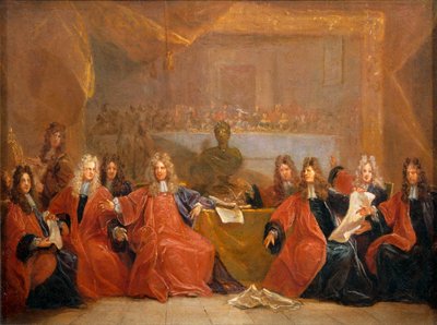 Der Schultheiß der Kaufleute und die Ratsherren der Stadt Paris beraten über das Angebot eines Festes für Ludwig XIV. von Nicolas de (workshop) Largilliere