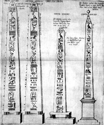 Ägyptische Obelisken mit Hieroglyphen von Nicolaus van Aelst