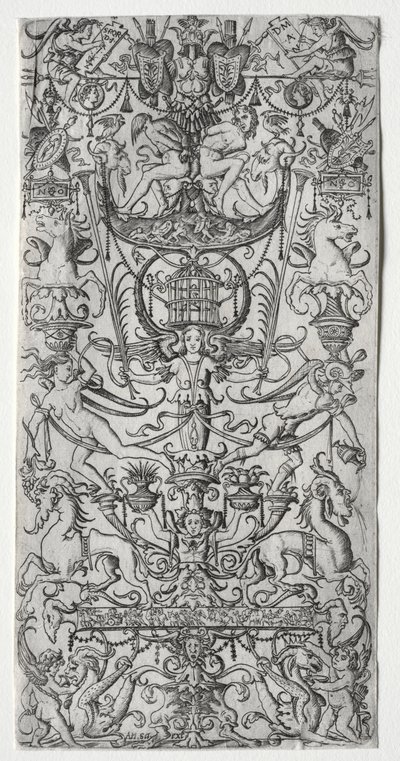 Ornamenttafel mit einem Vogelkäfig, ca. 1500-1512 von Nicoletto da Modena