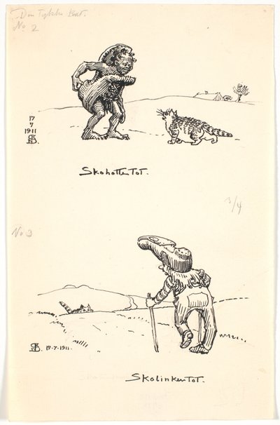 Zwei Entwürfe zu "Die dicke Katze" von Niels Skovgaard