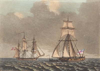 Ein englischer Kaper inspiziert ein dänisches Schiff, das aufbricht von Niels Truslew
