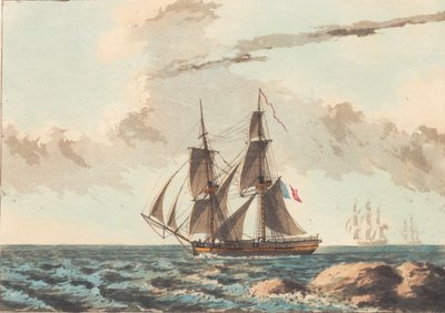 Ein französisches Kanonenboot, das knapp unter Wasser kreuzt von Niels Truslew