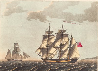 Eine Galeasse und ein englisches Barkschiff im Wind von Niels Truslew