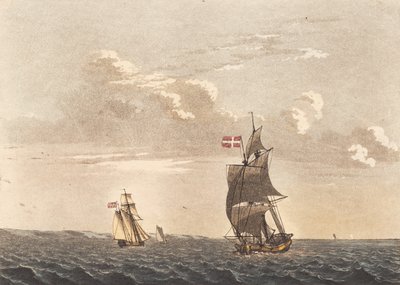 Eine Galeasse bei Seitenwind und eine Brigg vor dem Wind von Niels Truslew