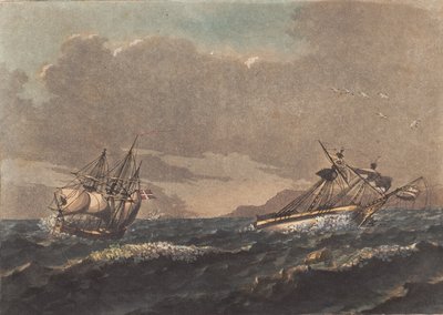 Ein Schiff, das das Land klärt, und eine Brigg, die vor Anker treibend auf einem blinden Felsen strandet von Niels Truslew