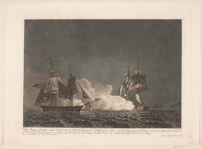 Der Kampf zwischen der Brigg Lougen und einer englischen Brigg, 14. März 1808 von Niels Truslew