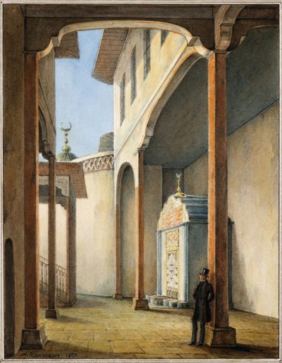 Dichter Alexander Puschkin im Palast von Bahçesaray, 1837 von Nikanor Grigoryevich Chernetsov