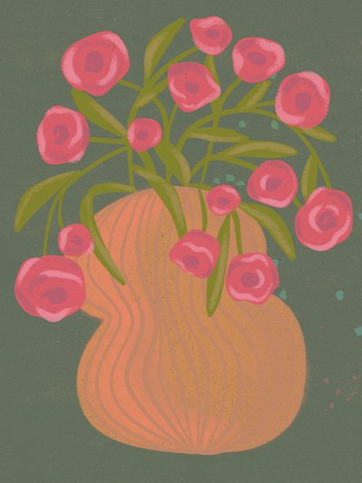 Rosa Blumen Orange Vase von Nikita Jariwala