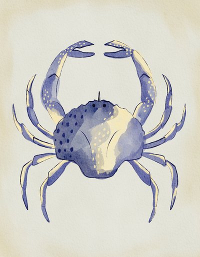 Aquarell Blauer Krebs von Nikita Jariwala