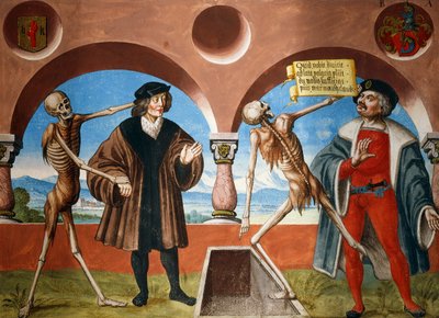 Tod, Berater und Verwalter (Bailiff) aus dem Totentanz-Zyklus von Albrecht Kauw von Niklaus Manuel