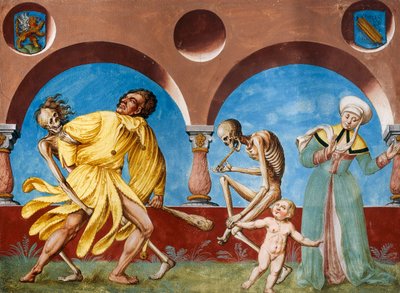 Tod, Idiot und Mutter mit Kind aus dem Totentanz-Zyklus von Albrecht Kauw von Niklaus Manuel