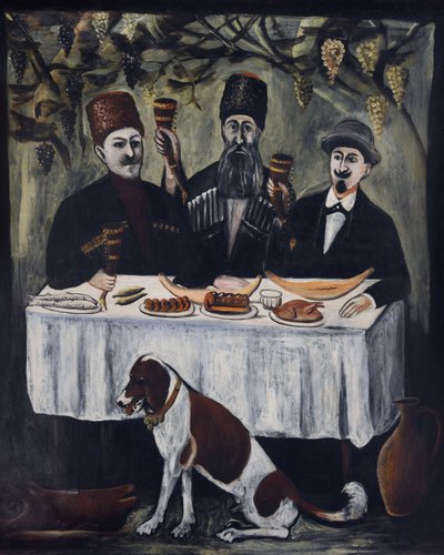 Fest in einer Weinlaube von Niko Pirosmani
