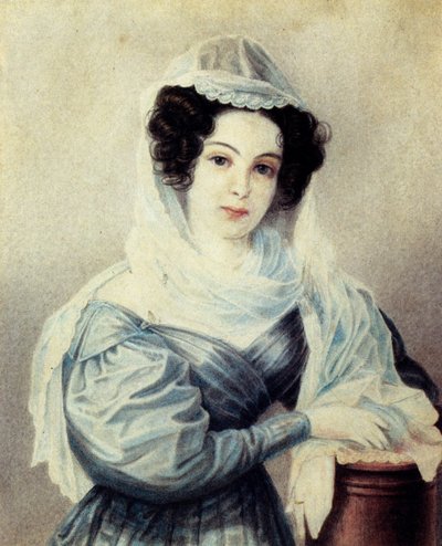 Porträt von Camilla Ivasheva Le Dantieau 1808-1839, Ehefrau des Dekabristen Vasily Ivashev, 1834 von Nikolai Alexandrovich Bestuzhev