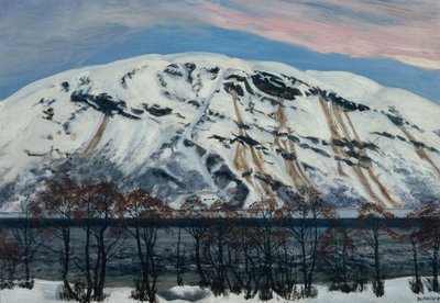 Kalter Aprilmorgen mit Lawine, Schneeberg von Nikolai Astrup