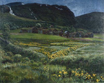 Juninacht und alter westnorwegischer Hof von Nikolai Astrup