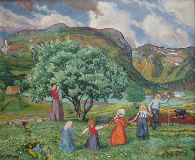 Sommerwind und spielende Kinder von Nikolai Astrup