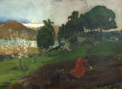 Frühlingsnacht im Garten (Nachtarbeit im Garten) von Nikolai Astrup