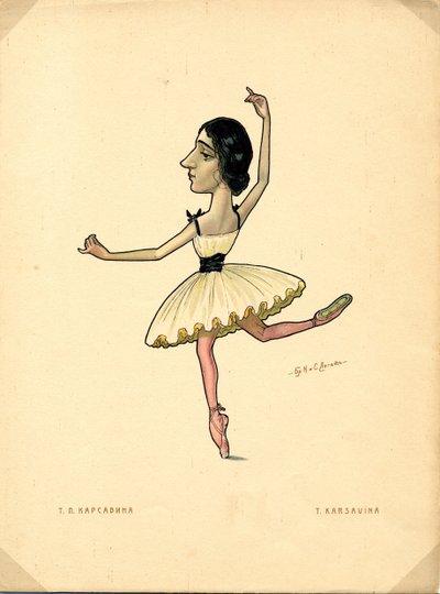Balletttänzerin Tamara Karsavina Aus: Russisches Ballett in Karikaturen, 1902-1905 von Nikolai Gustavovich Legat