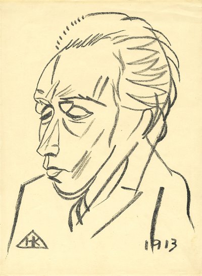 Porträt des Dichters Velimir Khlebnikov 1885-1922, 1913 von Nikolai Ivanovich Kulbin