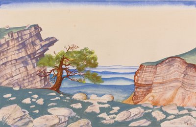 Bühnenbild für das Ballett Das Frühlingsopfer Le Sacre du Printemps von I. Strawinsky von Nikolai Konstantinowitsch Roerich