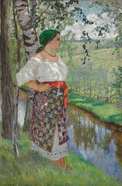Bäuerin an einem Bach von Nikolai Petrovich Bogdanov Belsky