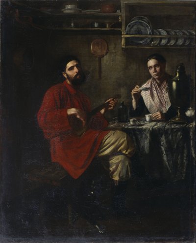 Heimelige Szene aus dem Bauernleben von Nikolai Vasilyevich Nevrev