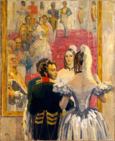 Der Dichter Alexander Puschkin mit seiner Gattin im Anitsch von Nikolaj Pawlowitsch Uljanow