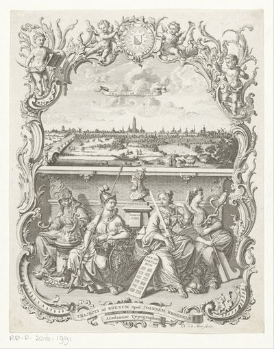 Ansicht von Utrecht und Allegorie mit Minerva und Tugenden von Noach van der Meer (I)