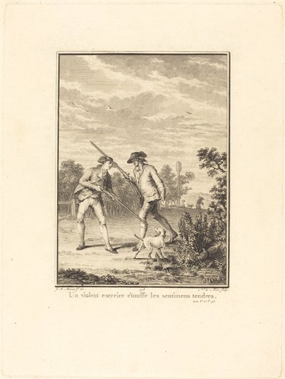 Un violent exercice étouffe les sentiments tendres von Noël Le Mire after Jean Michel Moreau