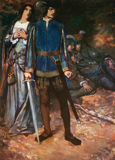 Valentine, "Ich wage es, nur auf meine Liebe zu atmen". Zwei Herren aus Verona – Akt V, Szene 4 von Norman Mills (after) Price