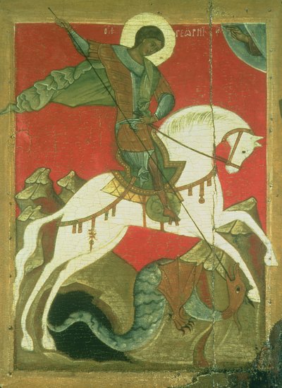 Ikone von St. Georg und dem Drachen von Novgorod School