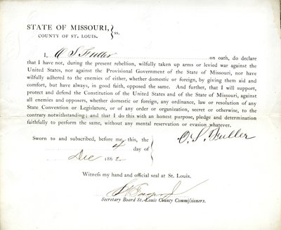 Treueeid von O. S. Fuller aus Missouri, County of St. Louis von O.S. Fuller