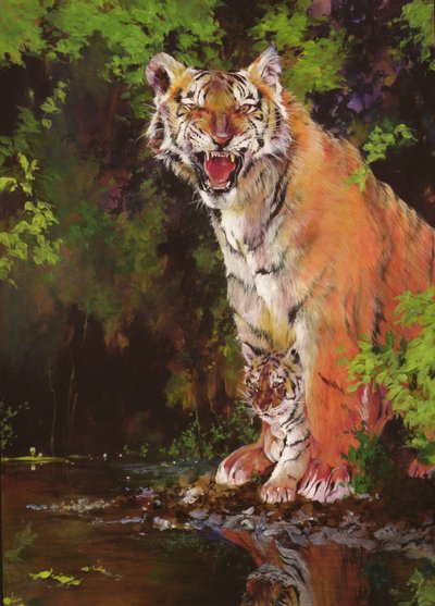 Mutter und Baby II (Tiger) 1997 von Odile Kidd