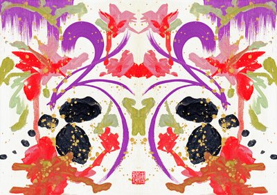 Zen Orange Lila Blumen 1 von Odilia W. Y. Fu