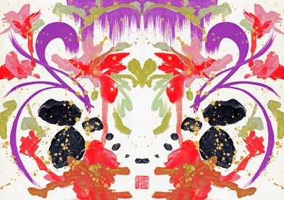Zen Orange Lila Blumen 2, 2021 von Odilia W. Y. Fu