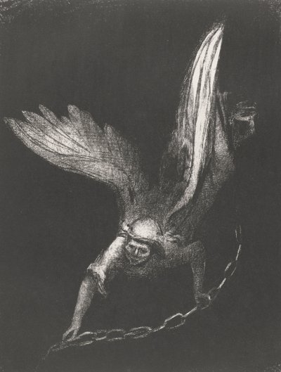 Ein Engel mit einer Kette in den Händen, 1899 (Druck) von Odilon Redon