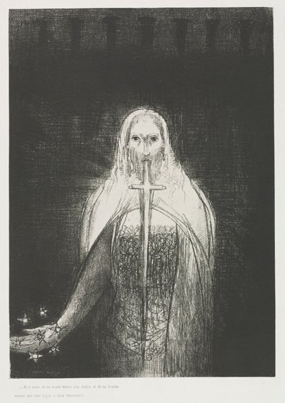Und er hatte in seiner rechten Hand sieben Sterne; und aus seinem Mund ging ein scharfes, zweischneidiges Schwert von Odilon Redon