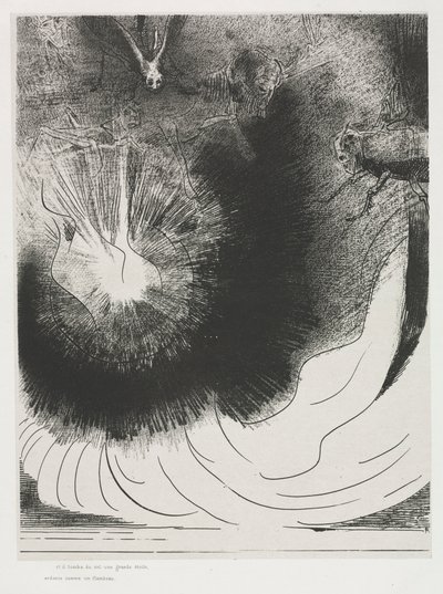 Und es fiel ein großer Stern vom Himmel, brennend wie eine Fackel von Odilon Redon