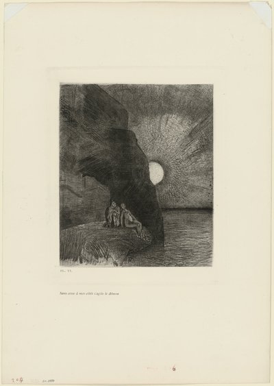 Unaufhörlich an meiner Seite rührt der Dämon, Platte 7 aus Charles Baudelaires Die Blumen des Bösen von Odilon Redon