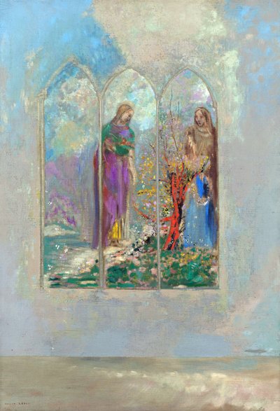 Andacht bei einem roten Busch von Odilon Redon