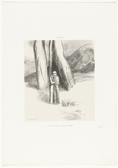 Ein Narr in einer düsteren Landschaft von Odilon Redon