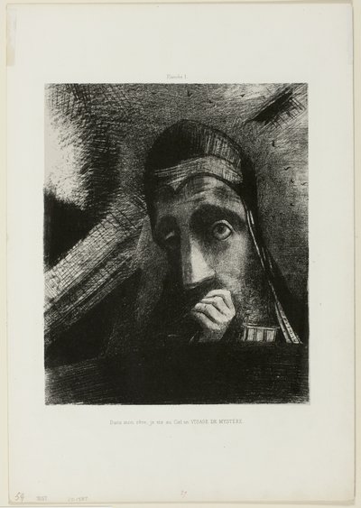 Gesicht des Mysteriums (In meinem Traum sah ich am Himmel ein GESICHT DES MYSTERIUMS), Platte 1 aus Hommage an Goya von Odilon Redon