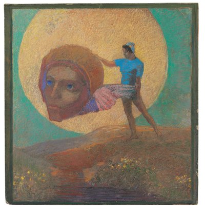 Figur mit geflügeltem Kopf (Der Sturz des Ikarus) von Odilon Redon