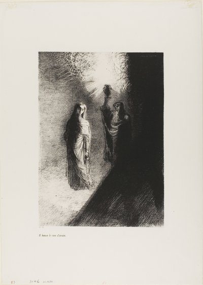 Er hebt die bronzene Urne, Platte 4 von 10 von Odilon Redon