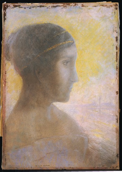 Kopf einer jungen Frau im Profil, ca. 1895 von Odilon Redon
