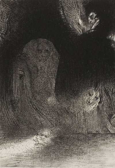 Ich habe manchmal am Himmel gesehen, was wie Formen von Geistern aussah, Platte 21 von 24 von Odilon Redon