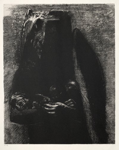 Es ist der Teufel, der unter seinen beiden Flügeln die sieben Todsünden trägt von Odilon Redon
