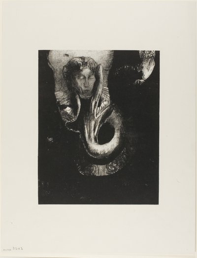 Oannes: "Ich, das erste Bewusstsein im Chaos, stieg aus dem Abgrund auf, um Materie zu verhärten, um Formen zu bestimmen," Platte 14 aus Die Versuchung des heiligen Antonius (3. Serie) von Odilon Redon