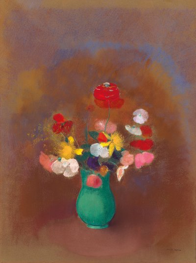 Mohnblumen in grüner Vase, ca. 1910 von Odilon Redon